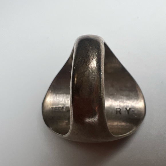 Large Turquoise & Coral Sterling Silver 925 Ring, Size 10 - Picture 3 of 3